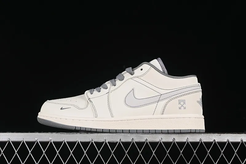 All categories Air Jordan Jordan series basketball shoes Air Jordan 1 Low High-end customized low-top sneakers Air Jordan 1 Low AJ1 Joe 1 OFF-WHITE joint-beige and gray stripes High-end customized low-top retro basketball shoes CF3688-022